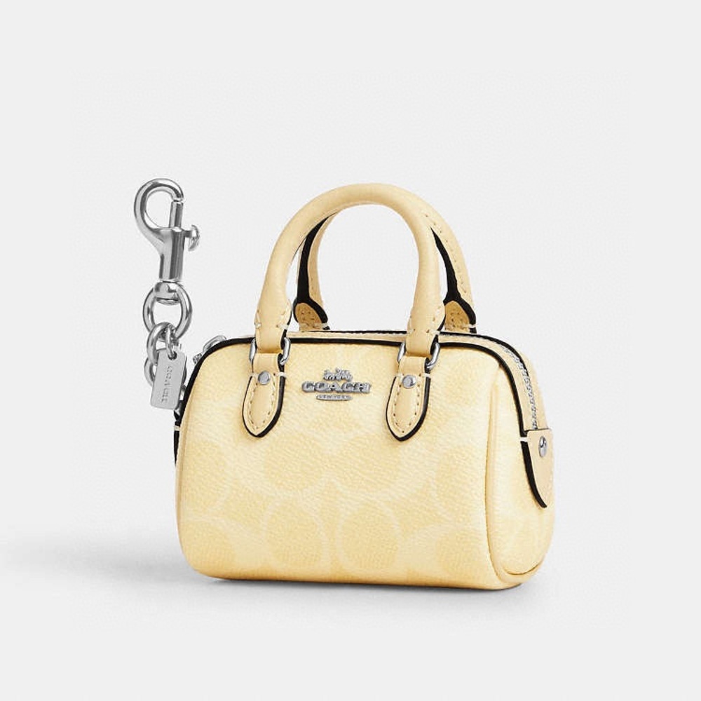 NWT Coach Mini Rowan Bag Charm In Signature Canvas in Hay